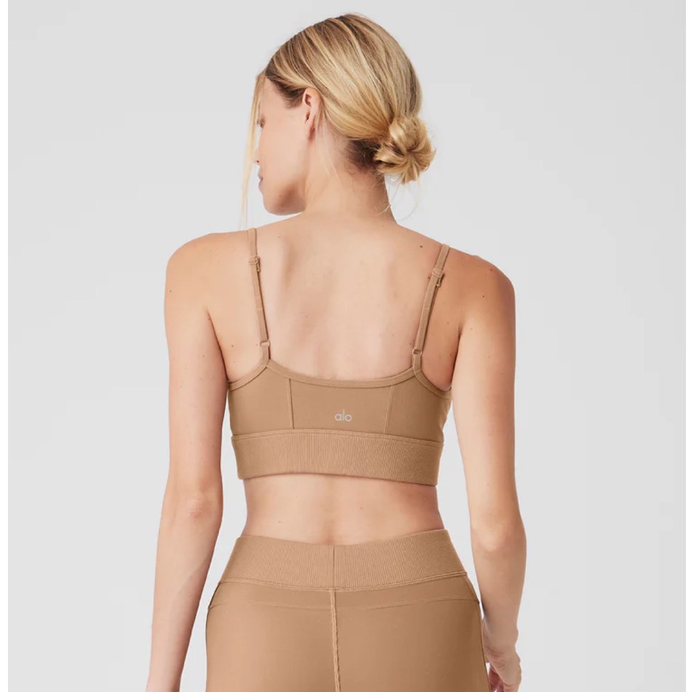 ALO Alosoft Head Start Bra Toasted Almond Active Sports Top S - Picture 4 of 8